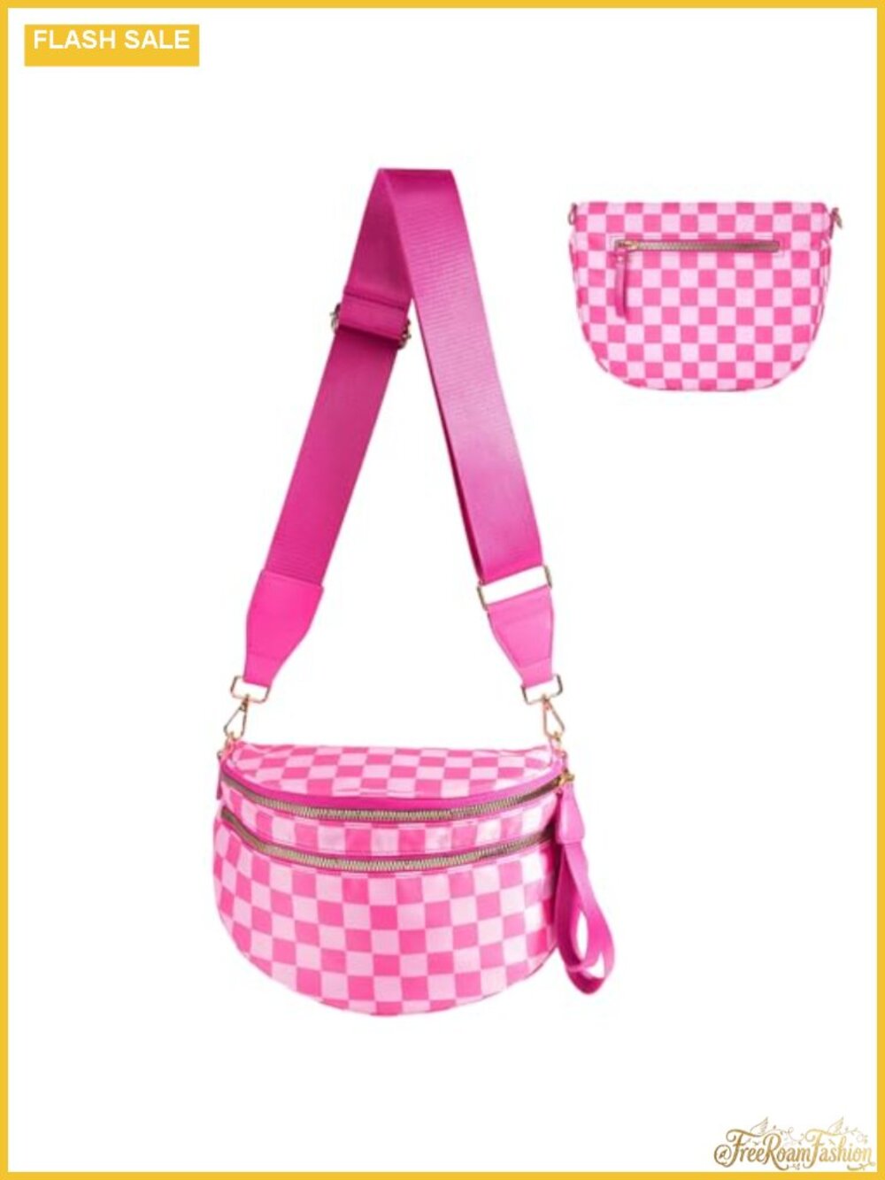 Nylon Checkered Crossbody Bag Adjustable Strap Fanny Pack Sling Purse